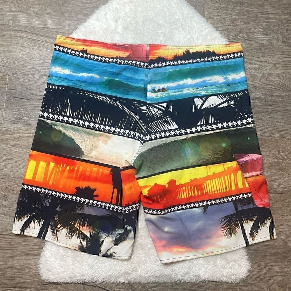 Hang Ten Mens Swim Trunks Size XL Board Shorts Lined Hawaiian Babymoon - Picture 7 of 14